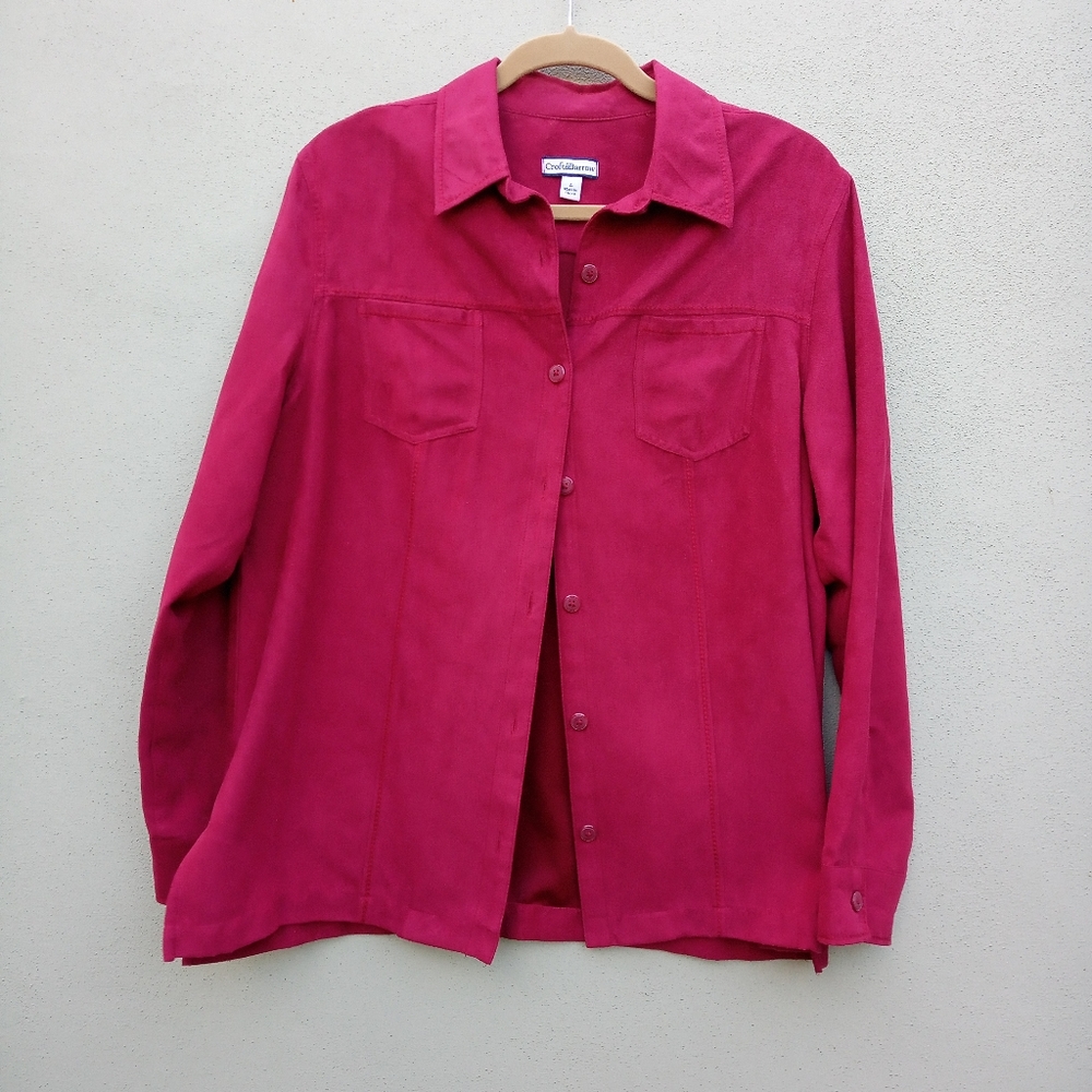 Crofts & Barrow Dark Pink Suede feeling Top Large